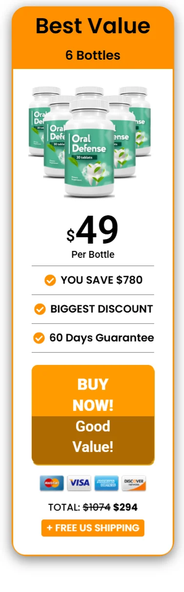 Oral Defense™ 6 bottles pricing